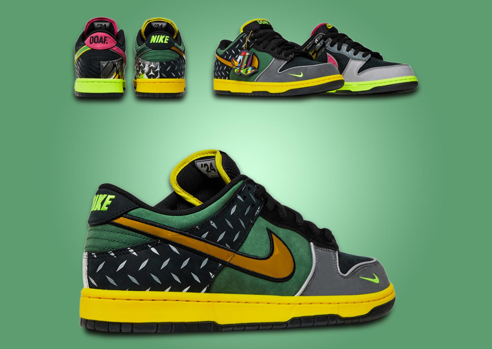 DOAF x Nike Dunk Low What The Ducks of a Feather Home Heel Angle