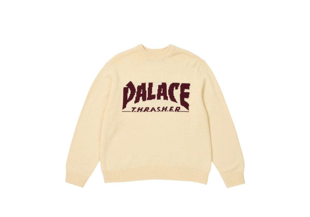 Palace Thrasher Knit Sweater in Cream and Brown