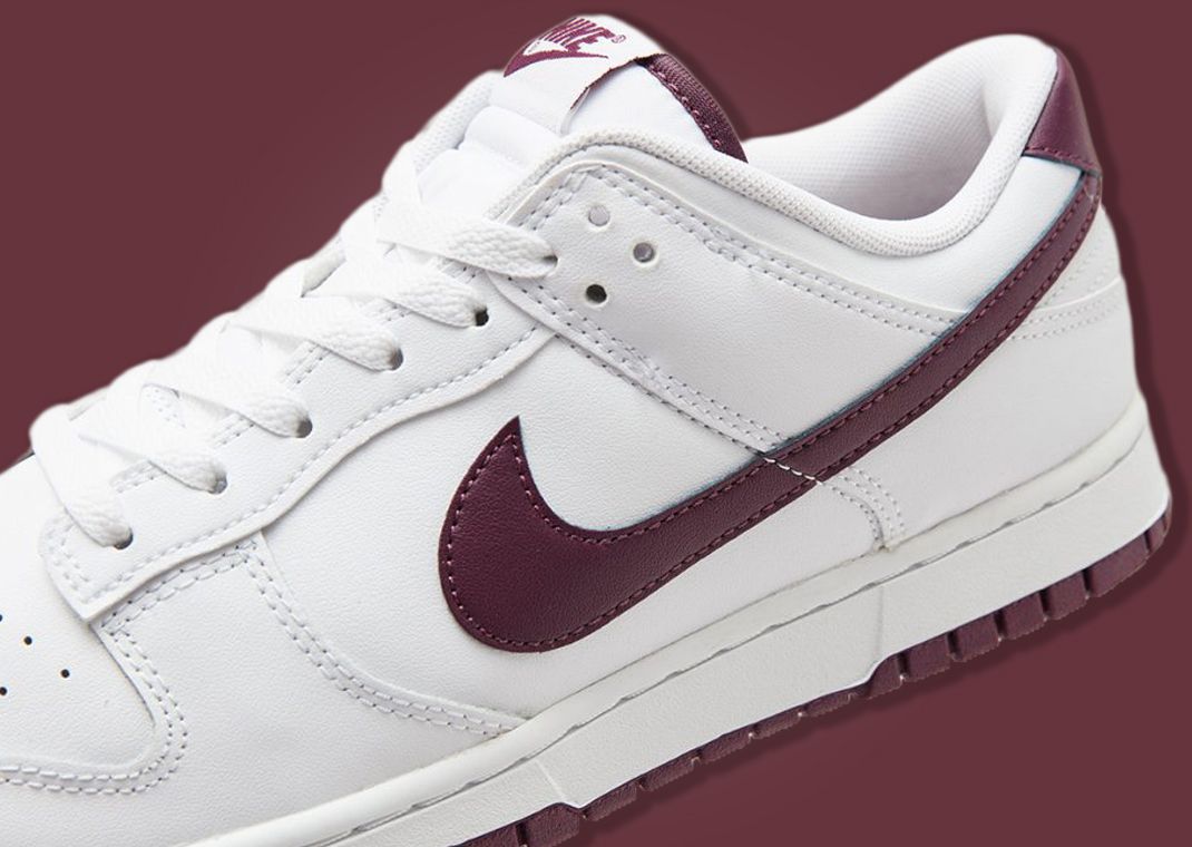 Wine Red Accents Pour Over The Nike Dunk Low White Night Maroon