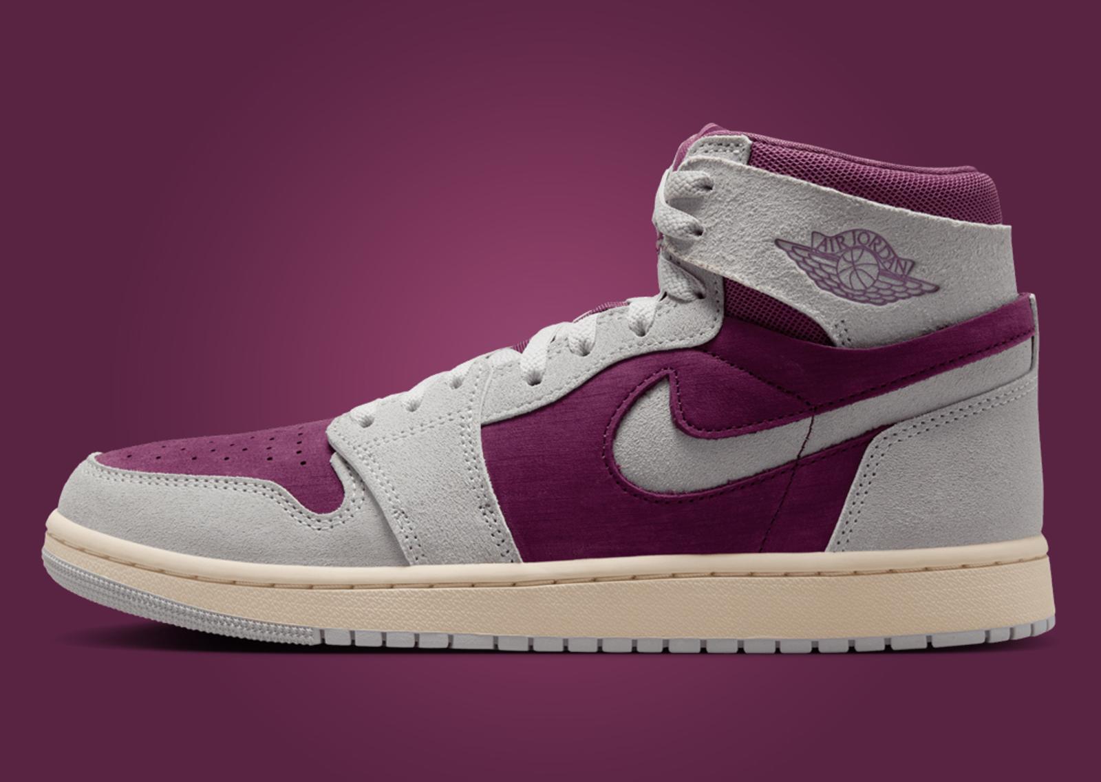 Air Jordan 1 High Zoom CMFT 2 Bordeaux Neutral Grey (W) Lateral