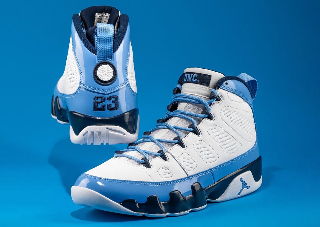 スニーカー NIKE Air Jordan 9 Retro 'UNC' Pearl Blue 2019 SS 19 Air Jordan 9 Pearl Blue UNC Retro Size 7y GS Sneakers 2019