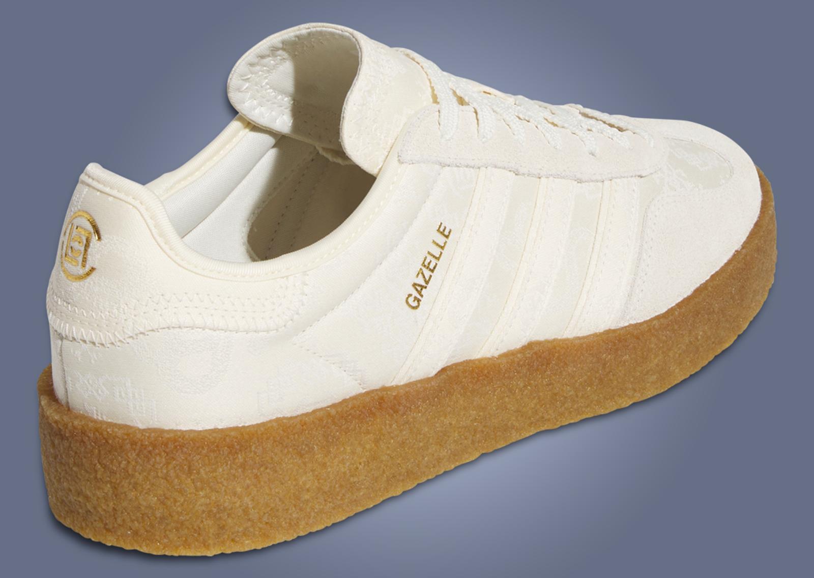 CLOT x adidas Gazelle Crepe Sole Cream White Heel ANgle