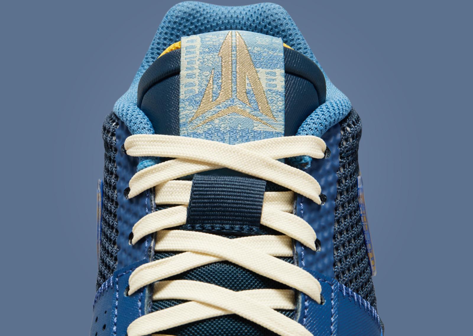 Nike Ja 1 Mystic Navy University Gold (GS) Tongue Detail