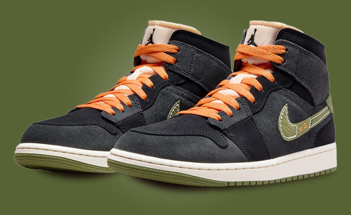 The Air Jordan 1 Mid SE Craft Features Sky J Light Olive Accents