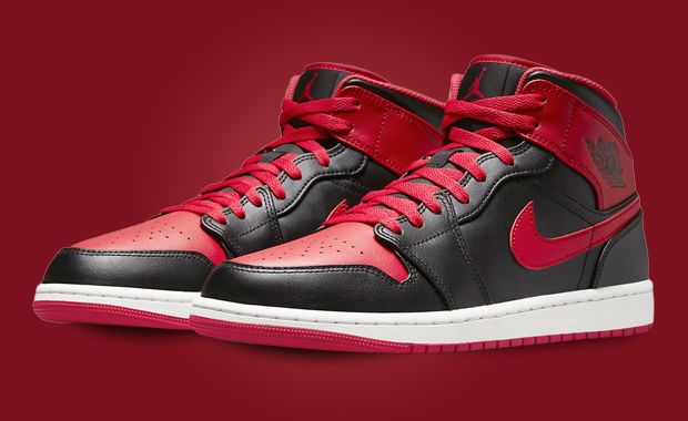 Jordan air 1 mid red white black Clearance