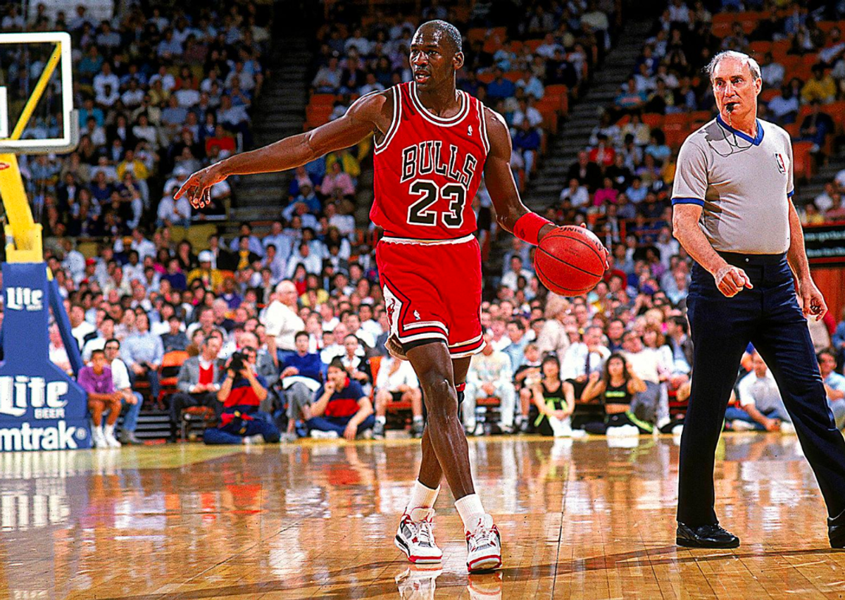 Michael Jordan Wearing The Air Jordan 4 Fire Red