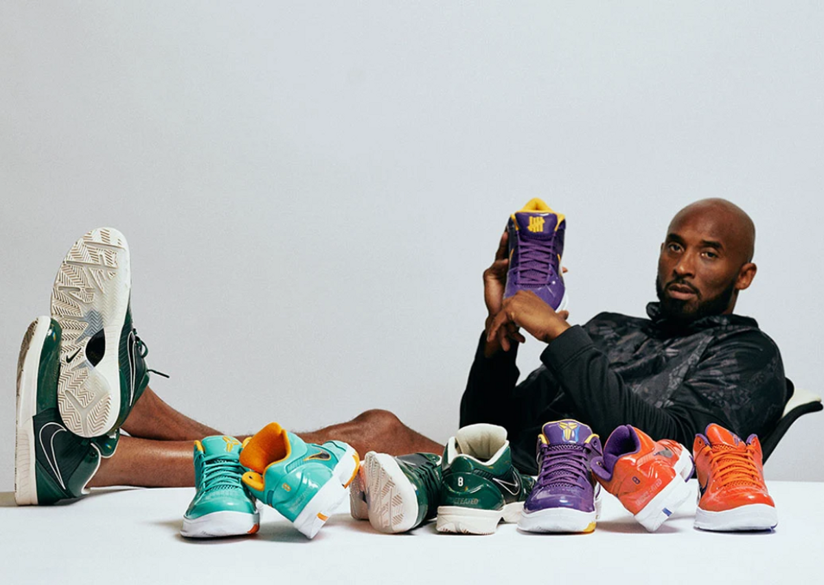 Kobe Bryant Pictured With Various Undefeated x Nike Kobe Sneakers (Image via Undefeated)