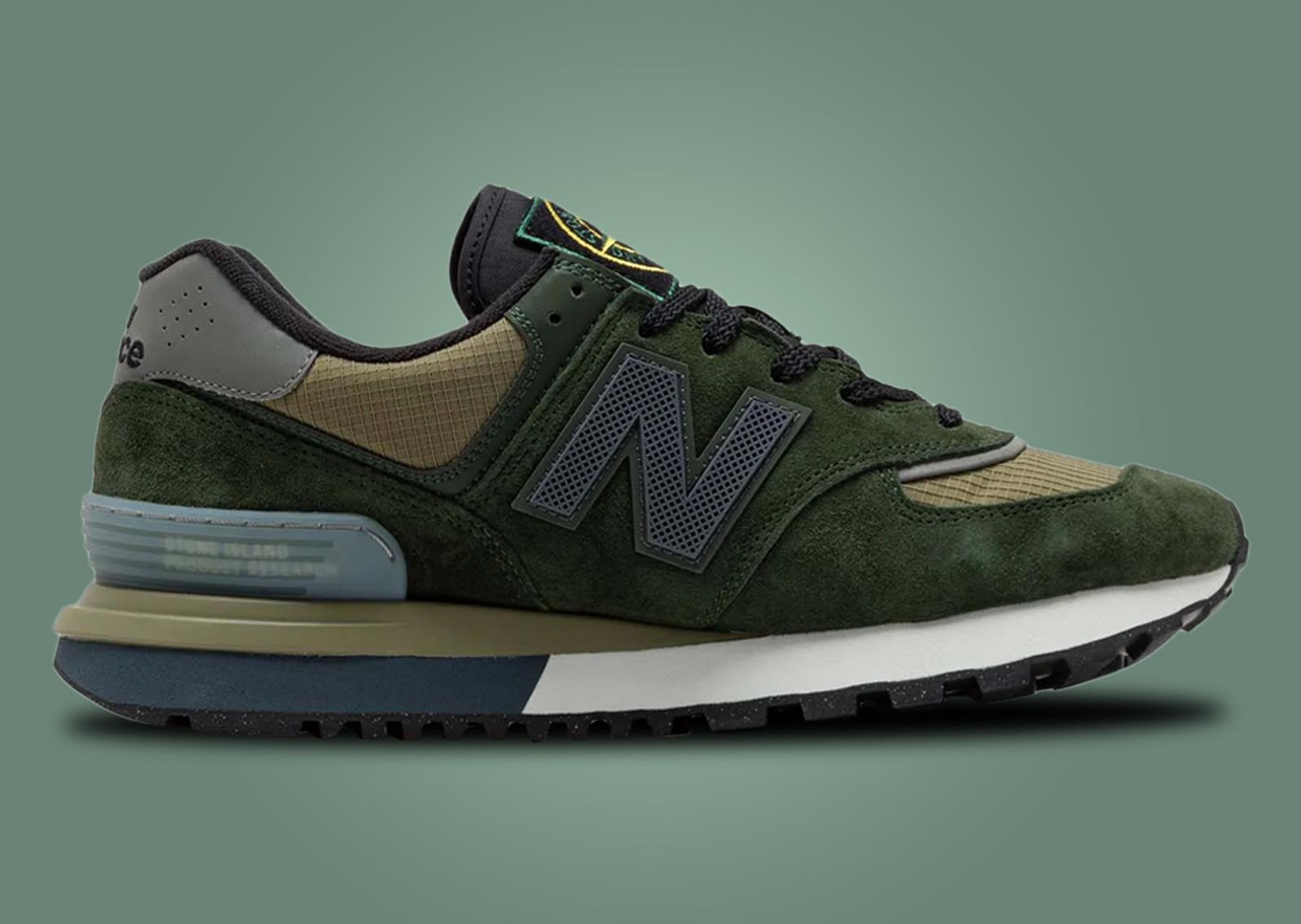 Stone Island x New Balance 574 Legacy Dark Green Lateral