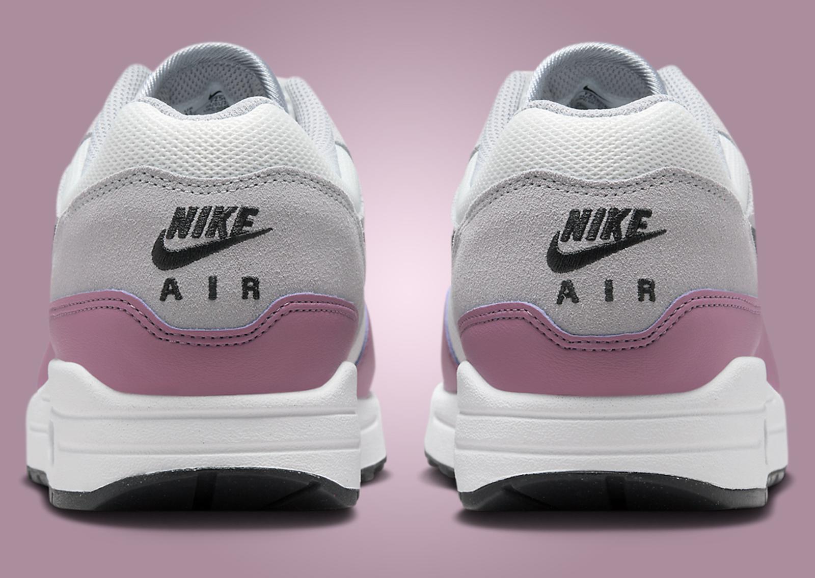 Nike Air Max 1 Summit White Wolf Grey Pink Heel