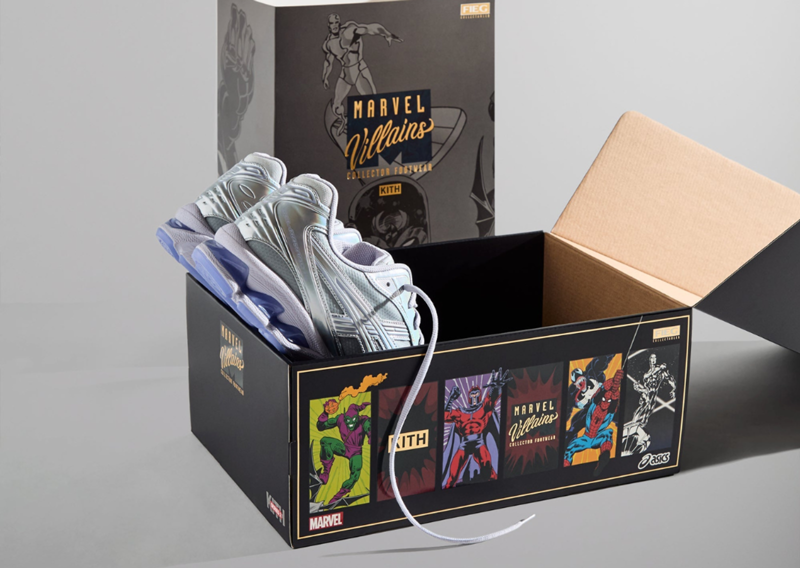 Kith x Marvel Super Villains x Asics Gel-Kayano 14 Silver Surfer Packaging