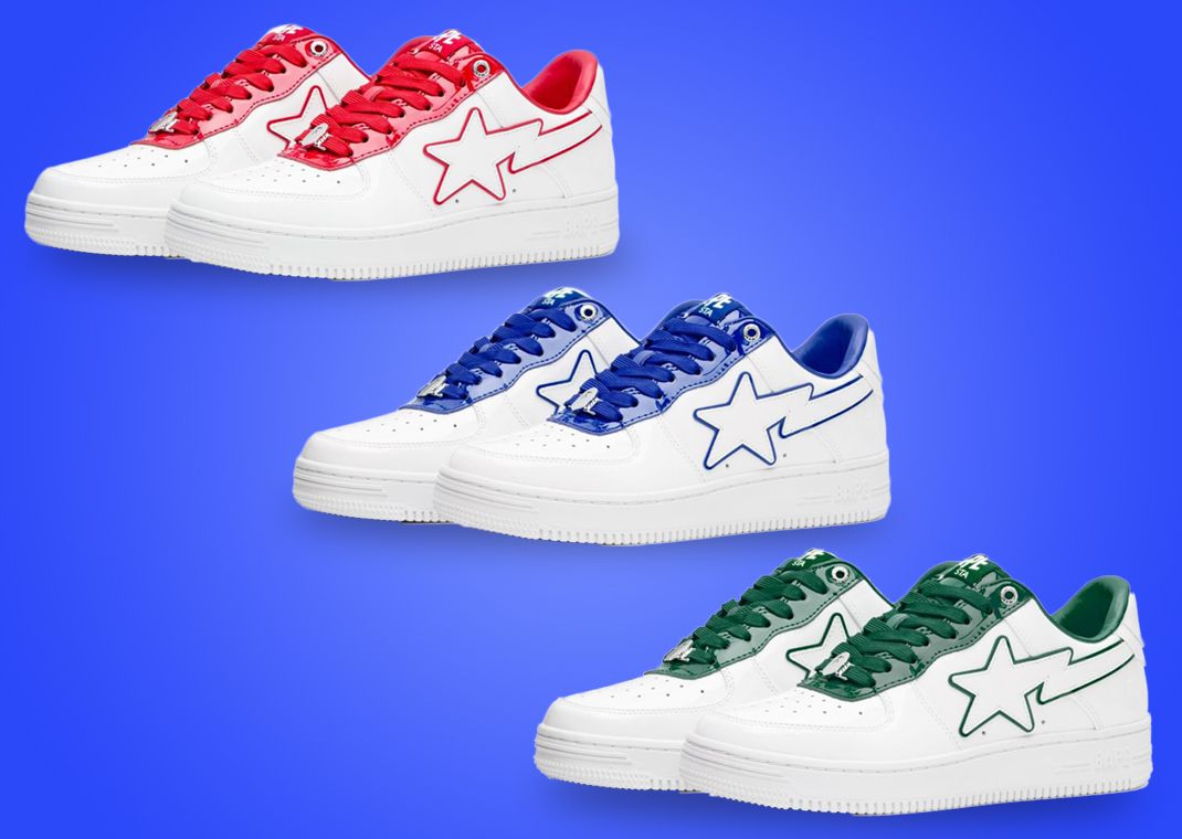 スニーカー Bape sta patent Leather 2023 blue 29cm A Bathing Ape Crafts A Patent Leather Pack Of BAPE STA Colorways