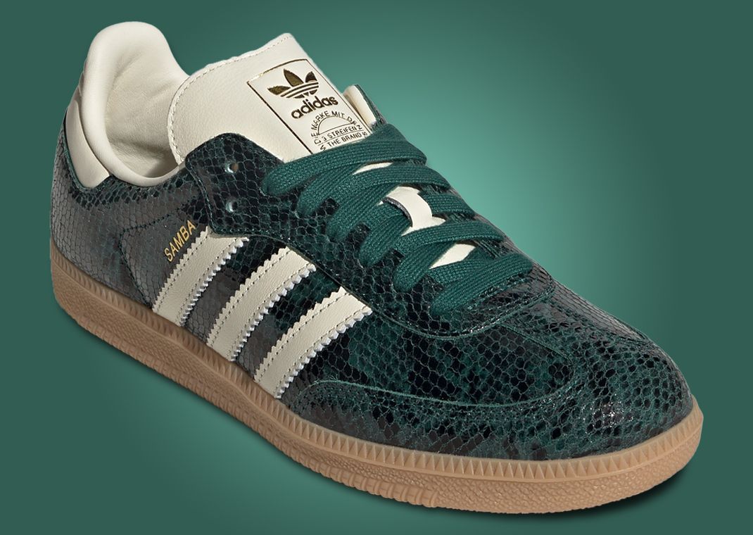 Court Green Snakeskin Wraps Around the adidas Samba OG