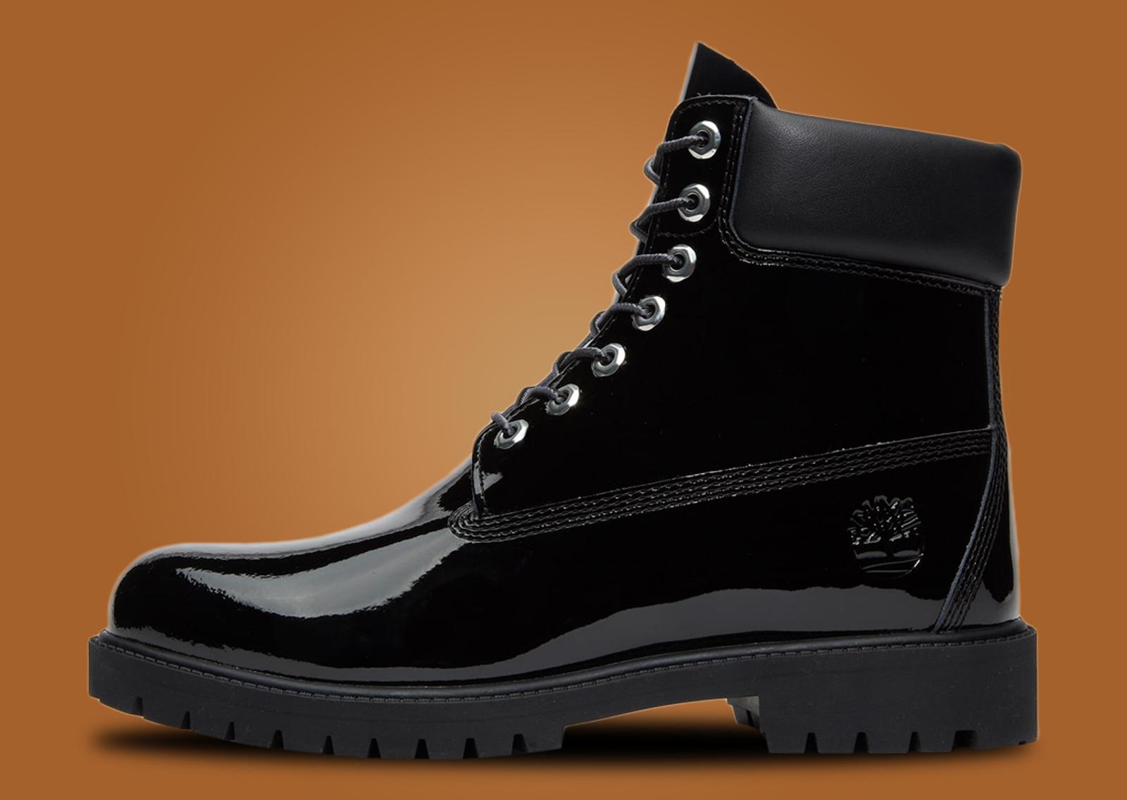 Veneda Carter x Timberland 6” Lace Waterproof Boot Black Patent (W) Lateral