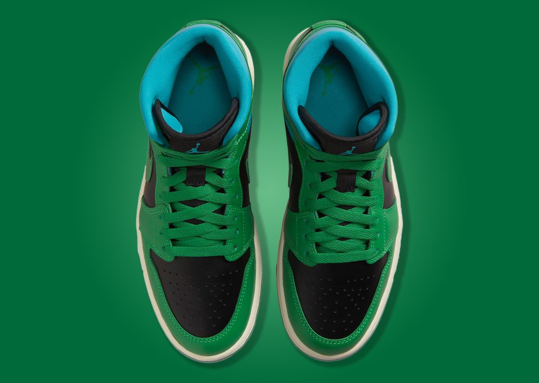 Lucky Green And Aquatone Leather Outfits This Air Jordan 1 Mid
