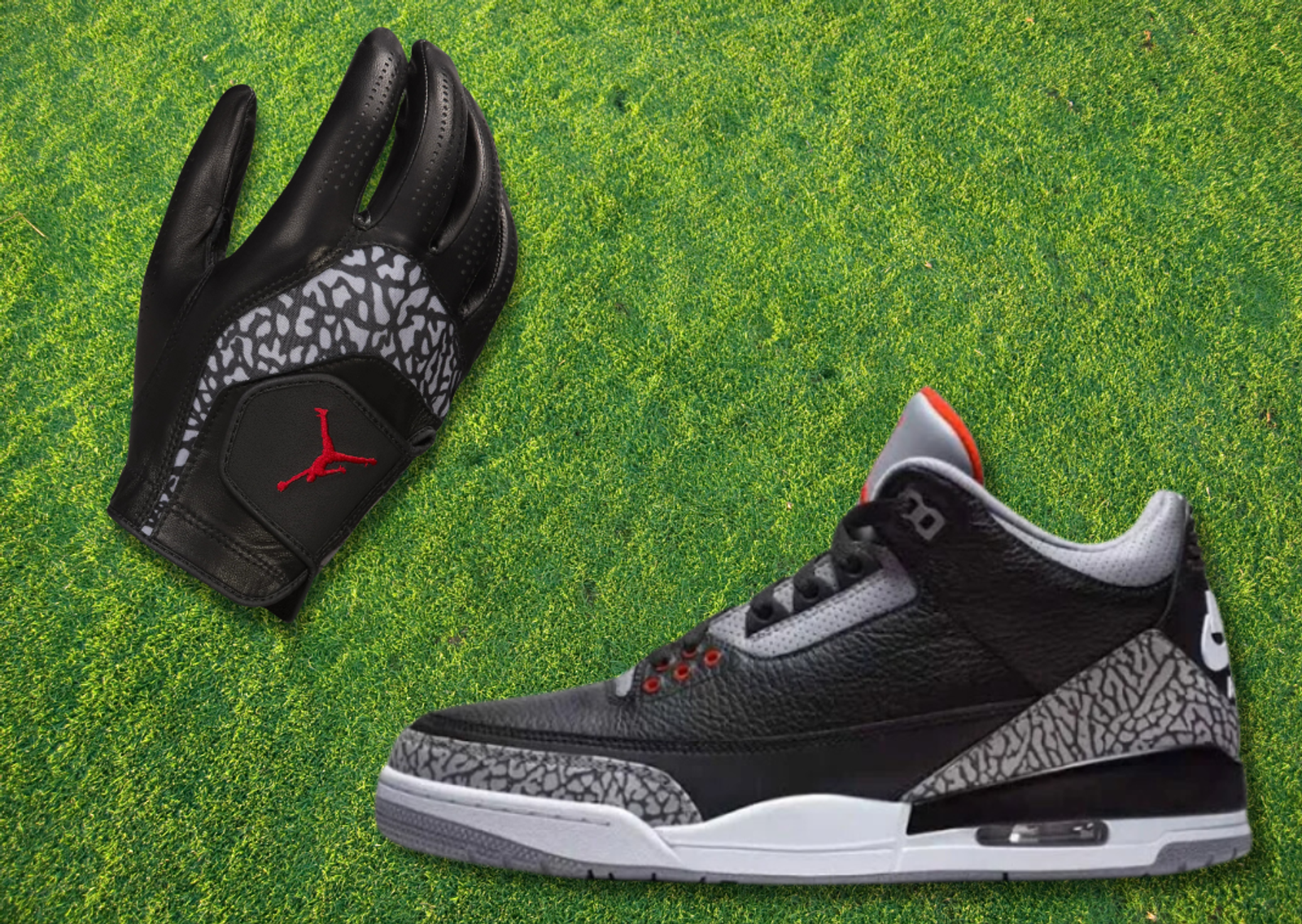 Jordan Tour Regular Golf Glove (Right) Jordan 3 Black Cement