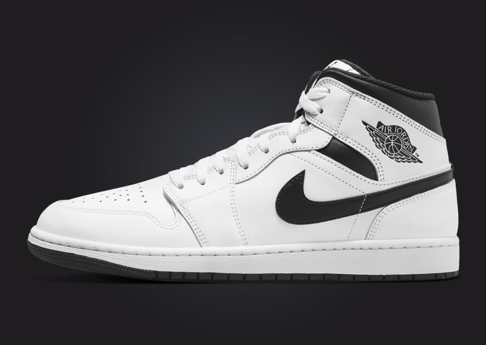 Air Jordan 1 Mid White Black Lateral