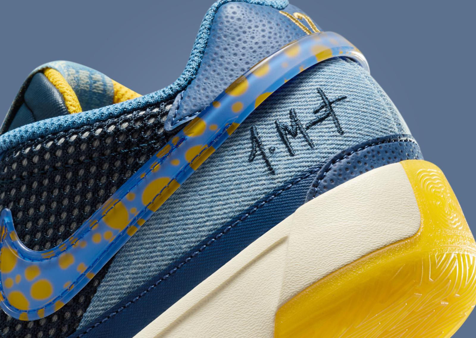 Nike Ja 1 Mystic Navy University Gold (GS) Heel Detail