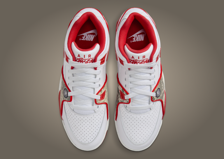 Stussy x Nike Air Flight 89 Low SP White Habanero Red Top