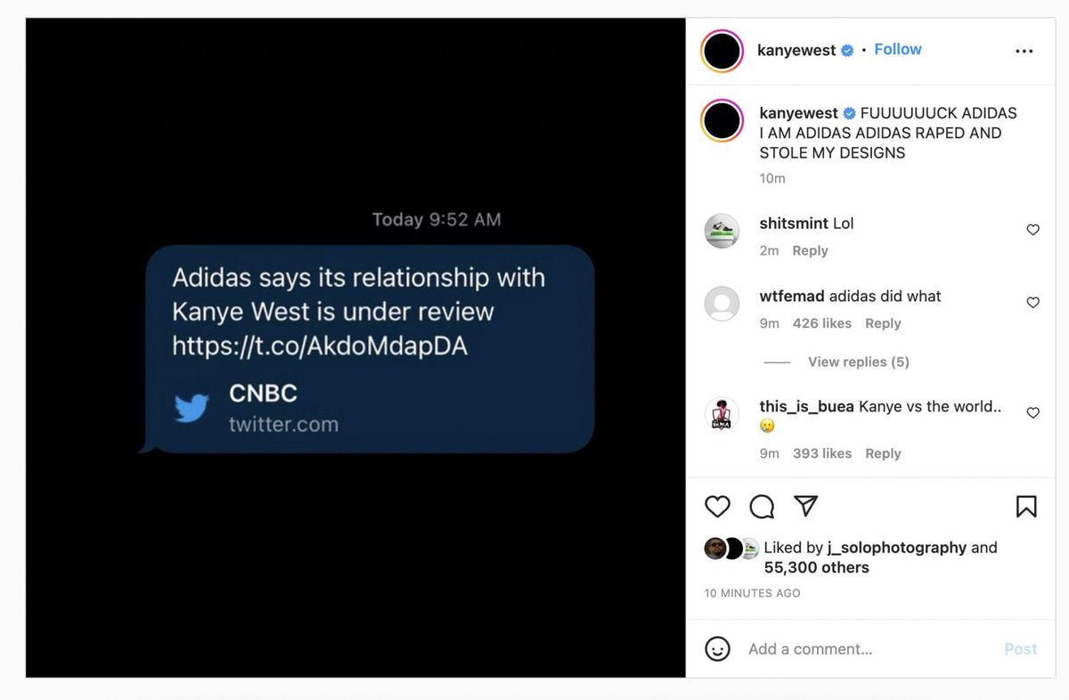 Ye's response to adidas' recent press release