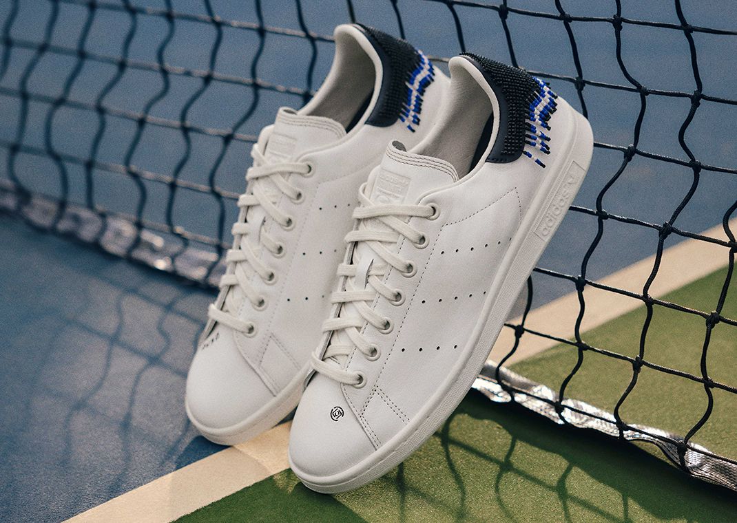 The CLOT x adidas Stan Smith Beaded White Navy Restocks July