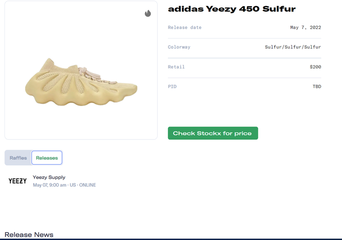 Where To Buy The adidas Yeezy 450 Sulfur