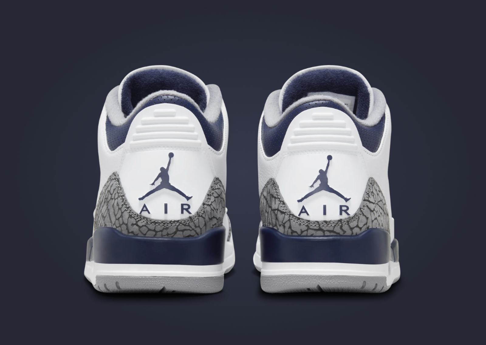 Air Jordan 3 Retro White Midnight Navy Heel