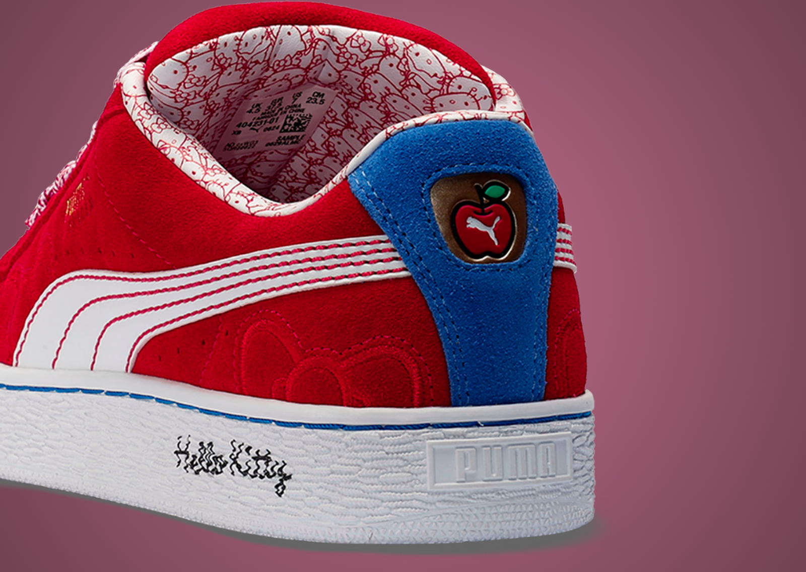 Hello Kitty x Puma Suede XL Red Bow (W) Heel Detail