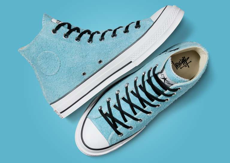 Stussy x Converse Chuck 70 Hi Sky Blue Medial and Top