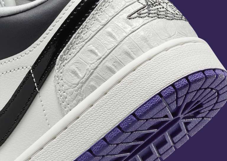Air Jordan 1 Low SE Cement Grey Field Purple (W) Heel