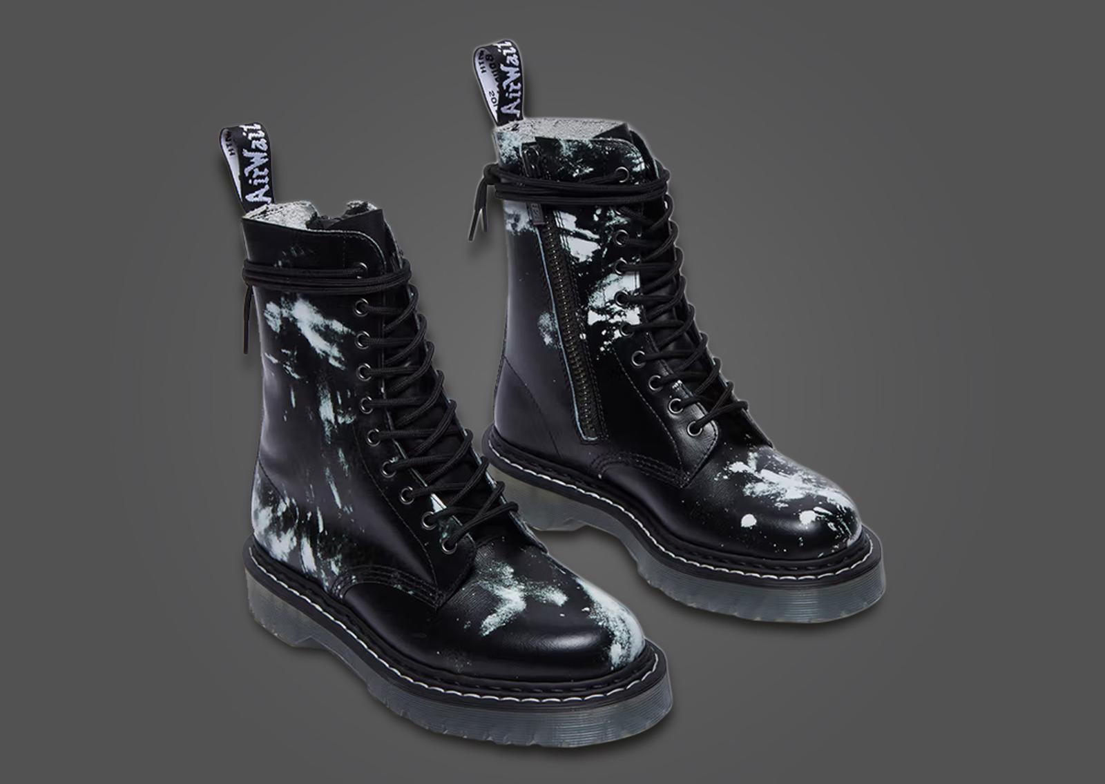 Nine Inch Nails x Dr. Martens 1490 10-Eye Boot The Downward Spiral Corn Starch Angle Pair