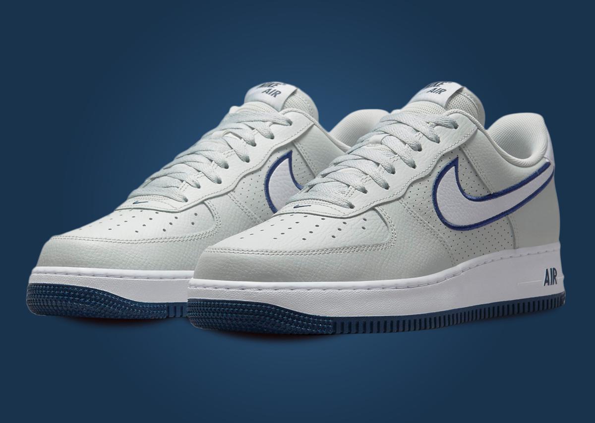 Nike Air Force 1 '07 Low Embroidered Swoosh Photon Dust Midnight Navy