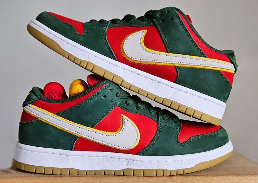 The Nike SB Dunk Low PRM Seattle Supersonics Releases Holiday 2024