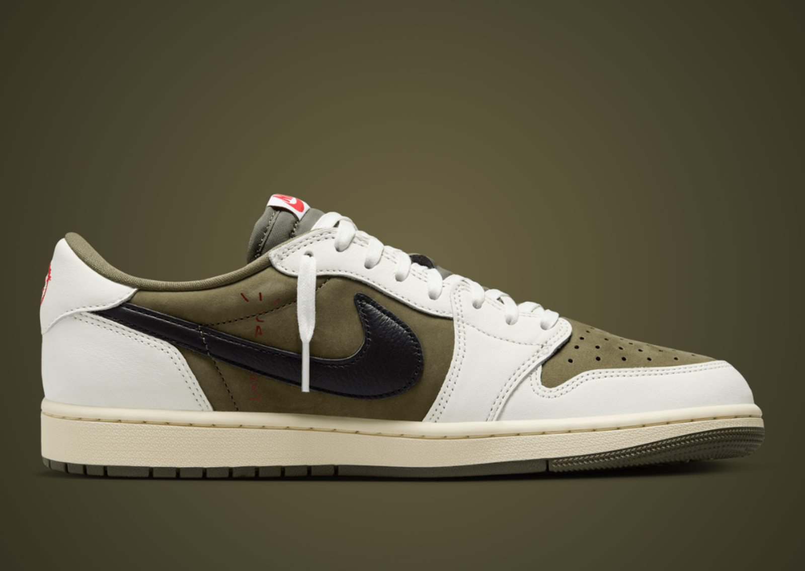 Travis Scott x Air Jordan 1 Retro Low OG Olive Alternate Medial