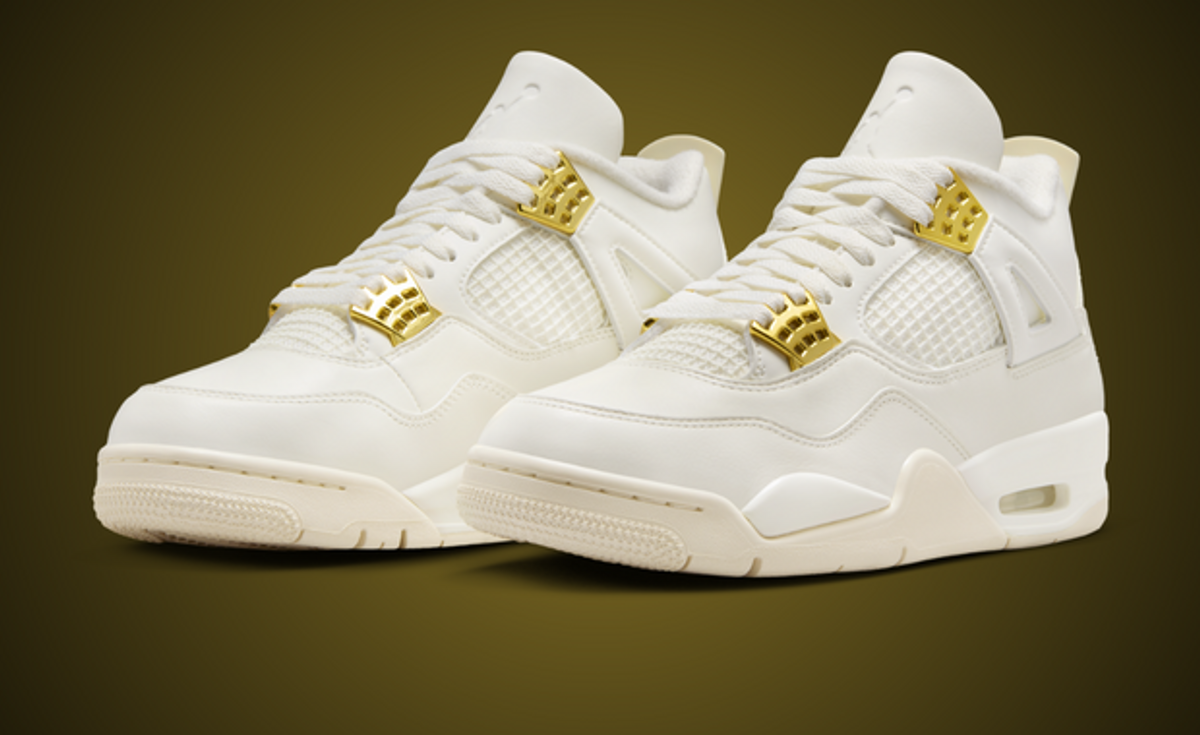 Air jordan 4 white sales gold