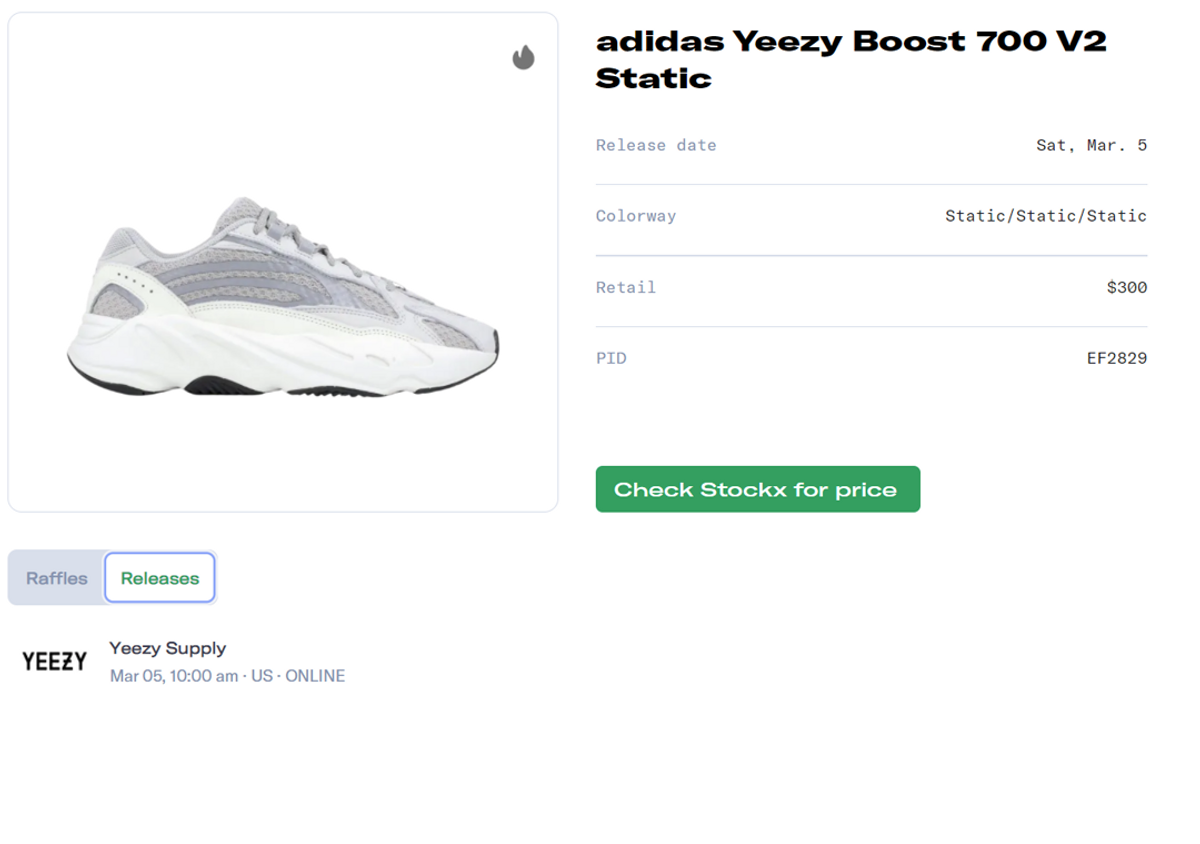 adidas Yeezy Boost 700 V2 Static Release Guide