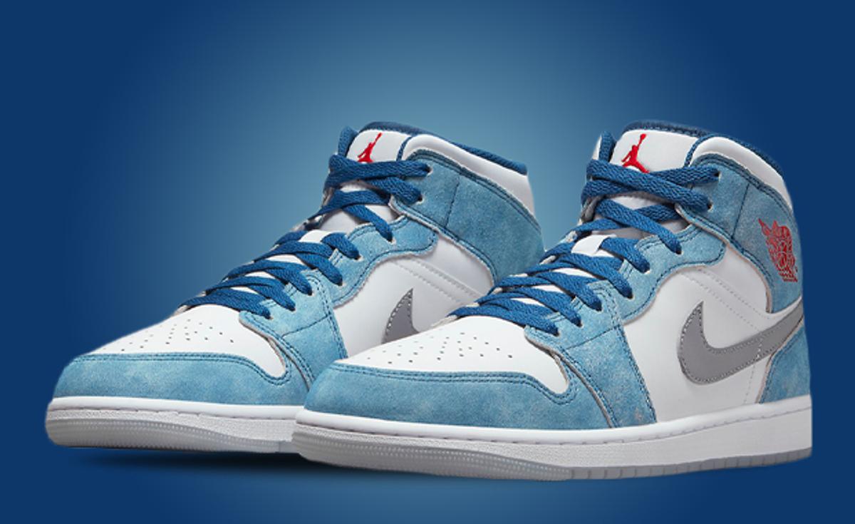 This Air Jordan 1 Mid Gets Accented In French Blue