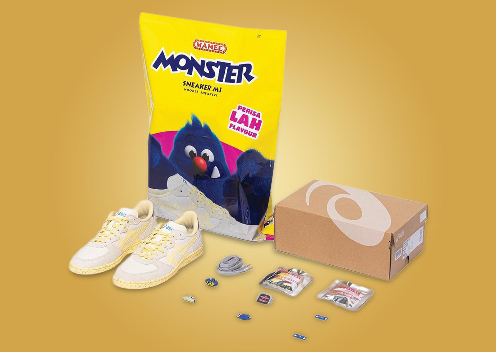 SneakerLAH x Asics Skyhand OG The Mamee Monster Angle and Packaging