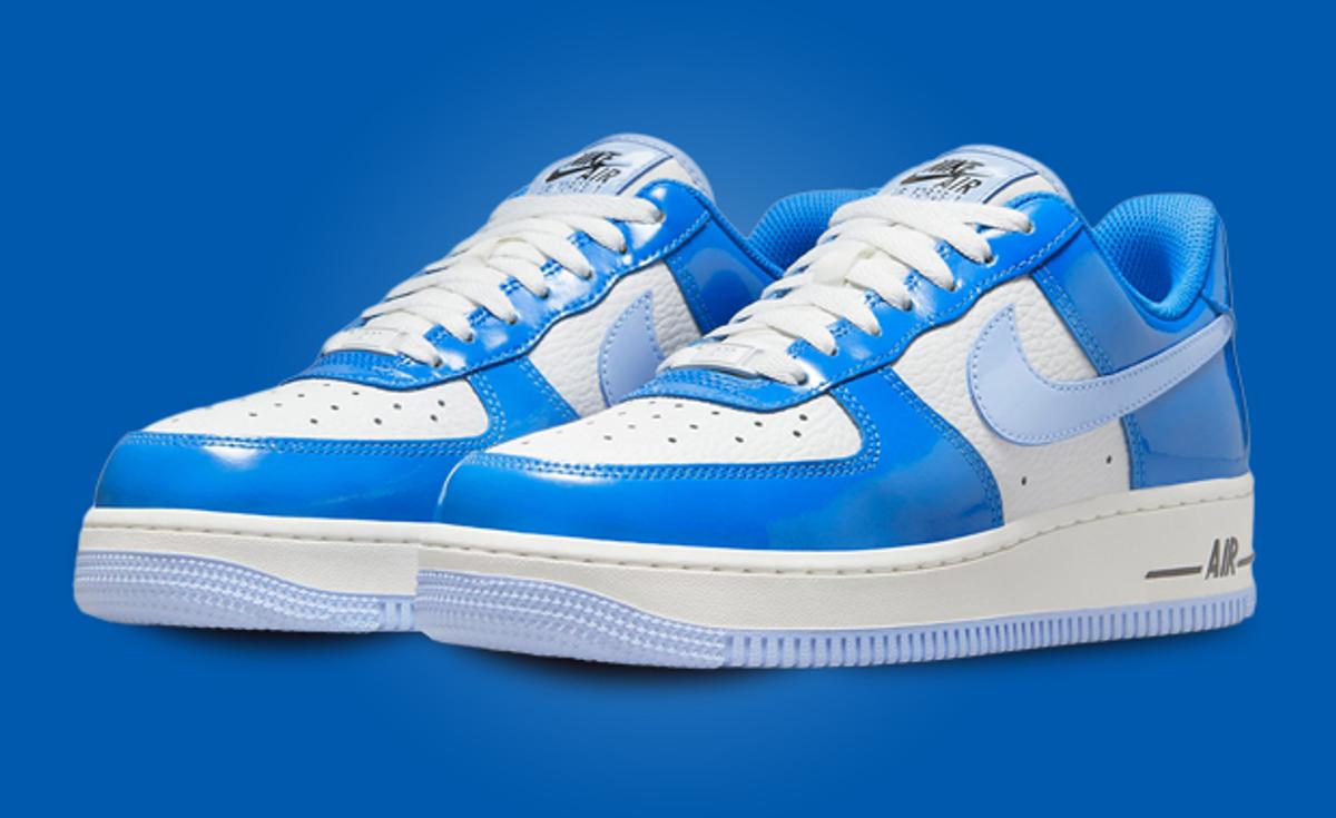 Blue Patent Leather Glazes Over The Nike Air Force 1 Low