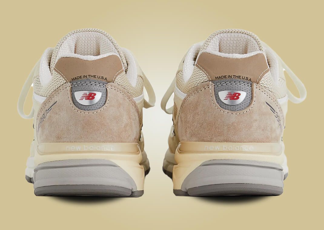 The New Balance 990v4 Made in USA Cream Tan Releases July 27
