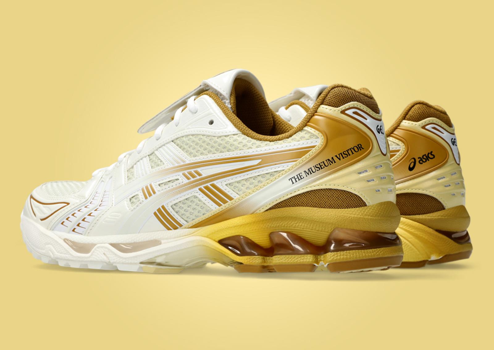 The Museum Visitor x Asics Gel-Kayano 14 Cream Yellow Heel Angle