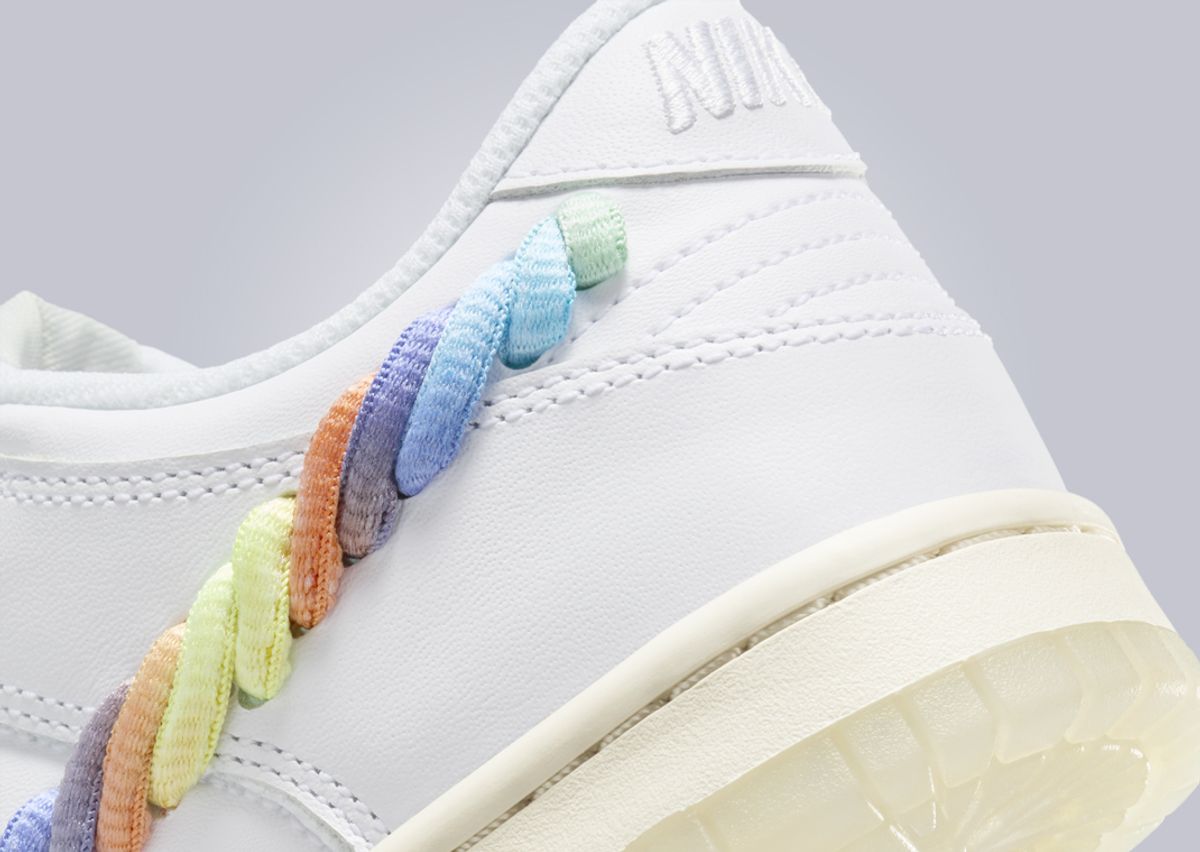 Nike Dunk Low Rainbow Lace Swoosh (GS) Heel