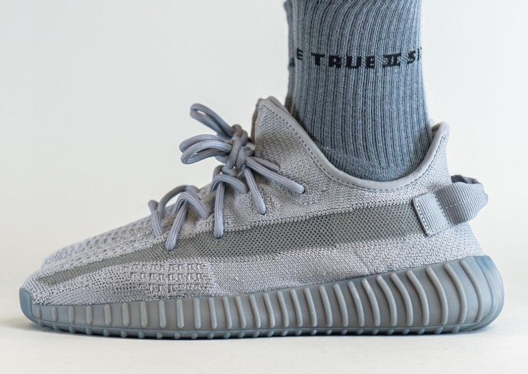 adidas Yeezy Boost 350 V2 Steel Grey Left Lateral On-Foot