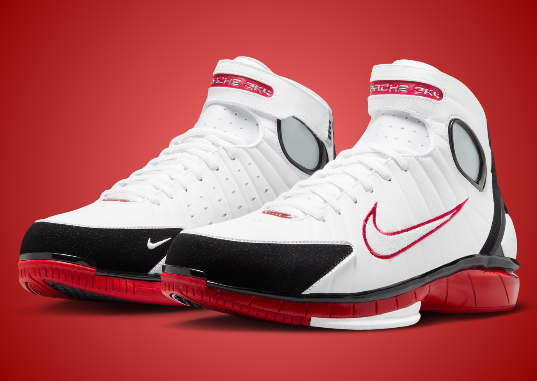 Nike Air Zoom Huarache 2K4 basketball shoes in a white, varsity red, and black Nike Air Zoom Huarache 2K4  main image 4