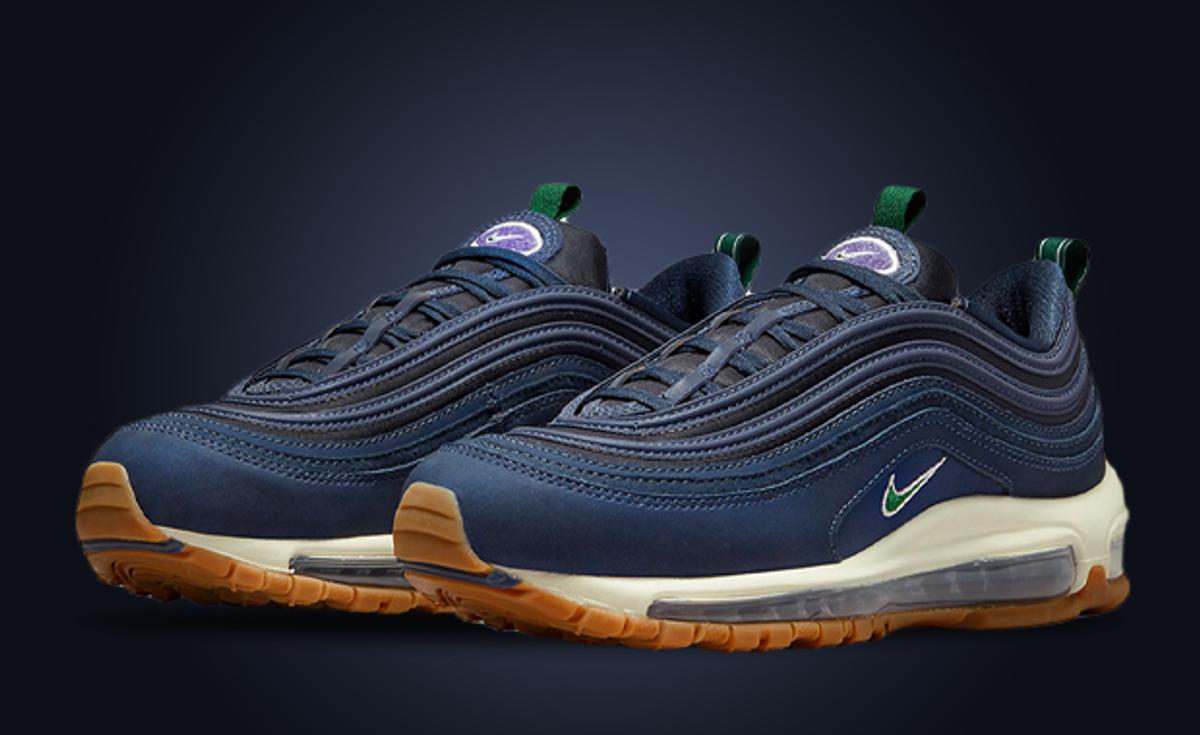 Vintage Varsity Vibes Feature On The Nike Air Max 97 Obsidian Gorge Green