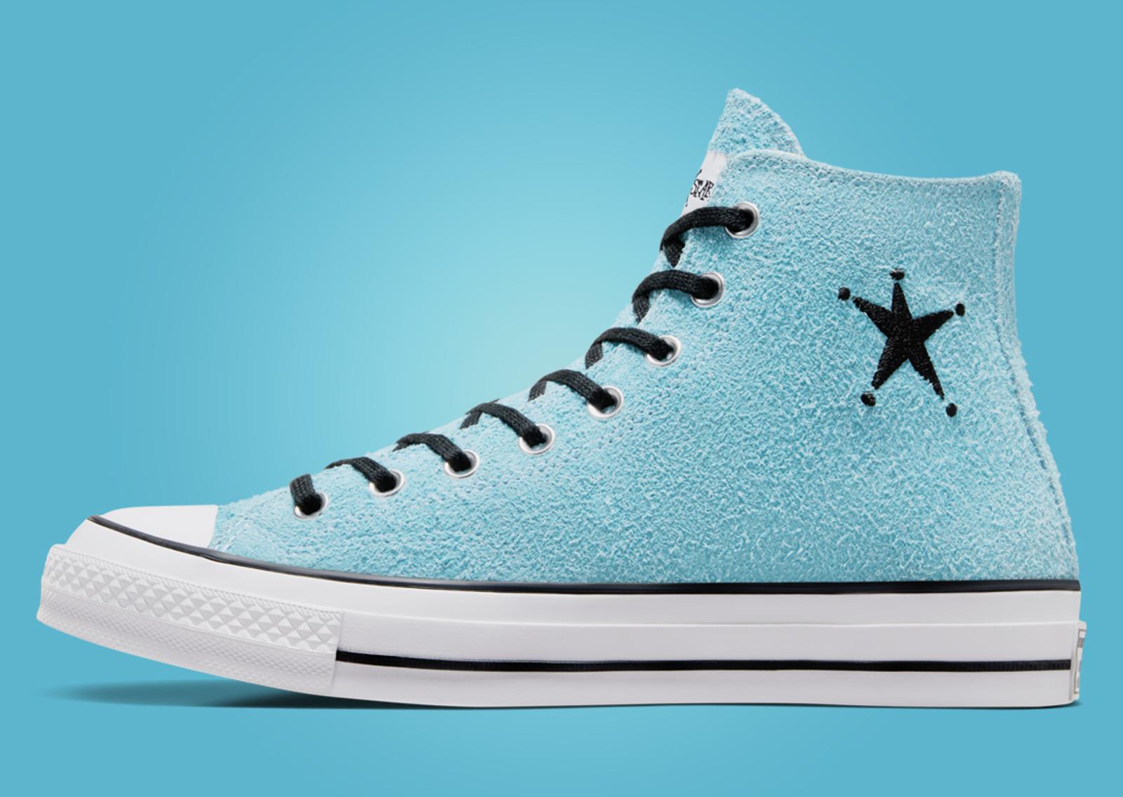 Stussy x Converse Chuck 70 Hi Sky Blue Lateral