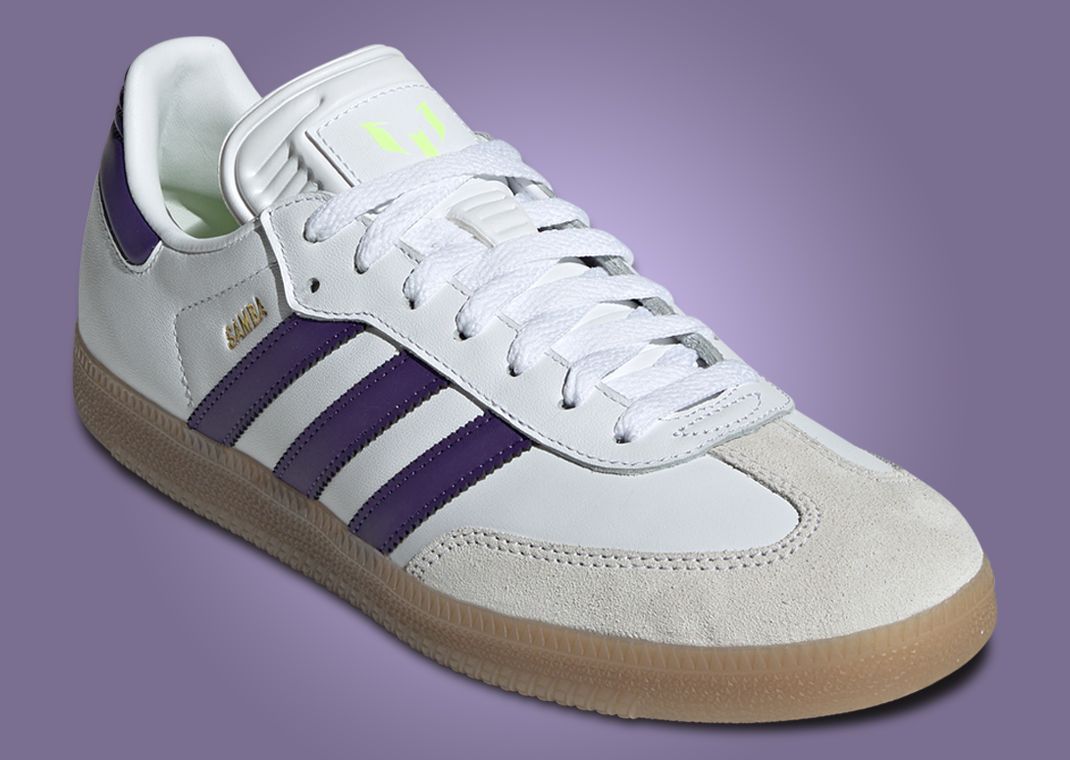 Lionel Messi Accents the adidas Samba OG and F50 Freestyle 24 in Unity Purple Lionel Messi Accents the adidas Samba OG and F50 Freestyle 24 in Unity Purple