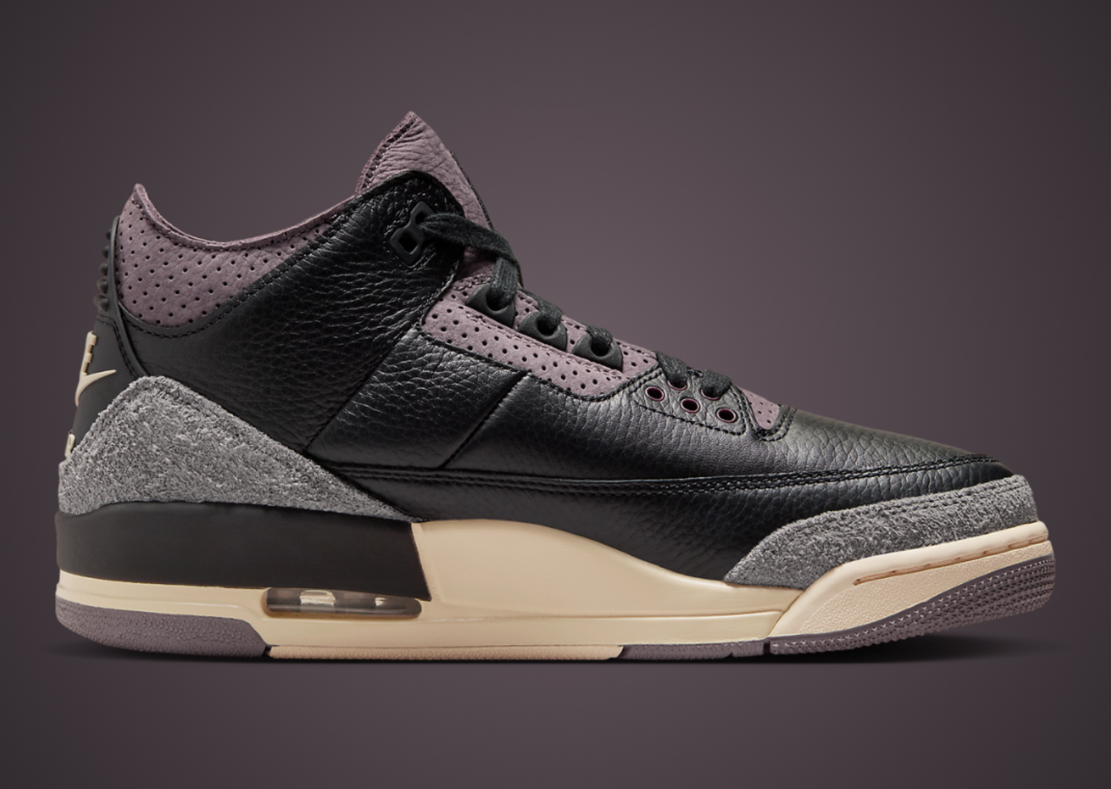 A Ma Maniere x Air Jordan 3 Retro OG SP Black Violet Ore Medial Left