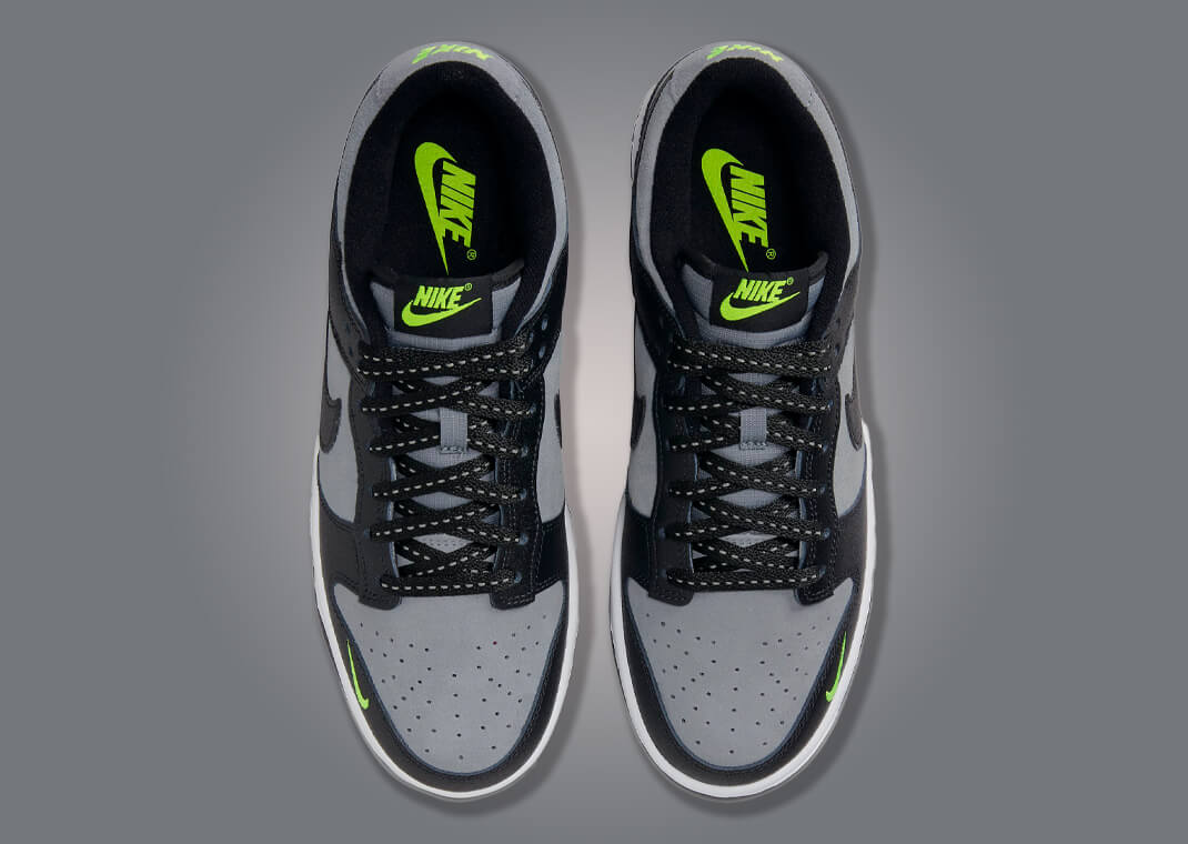 Nike Dunk Low Black Cool Grey Volt Mini Swoosh