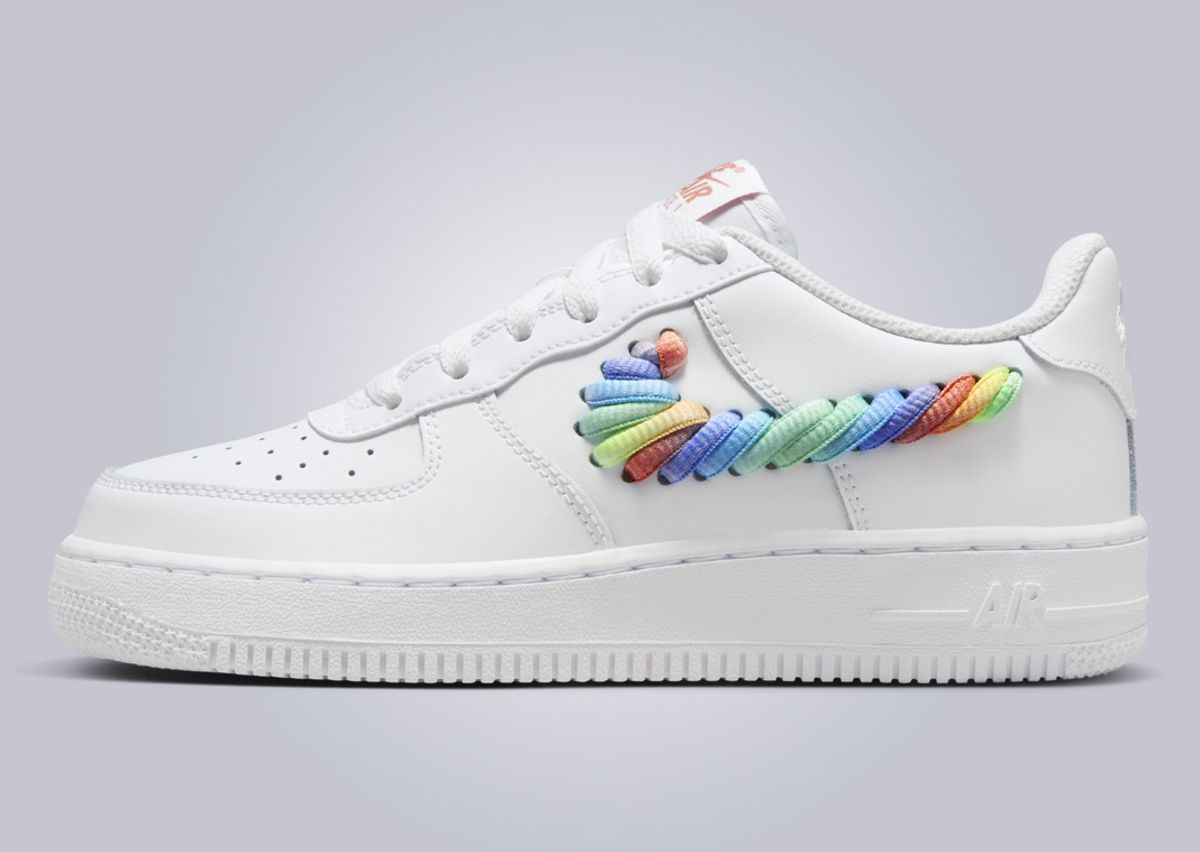 Nike Air Force 1 Low Rainbow Lace Swoosh (GS) Lateral