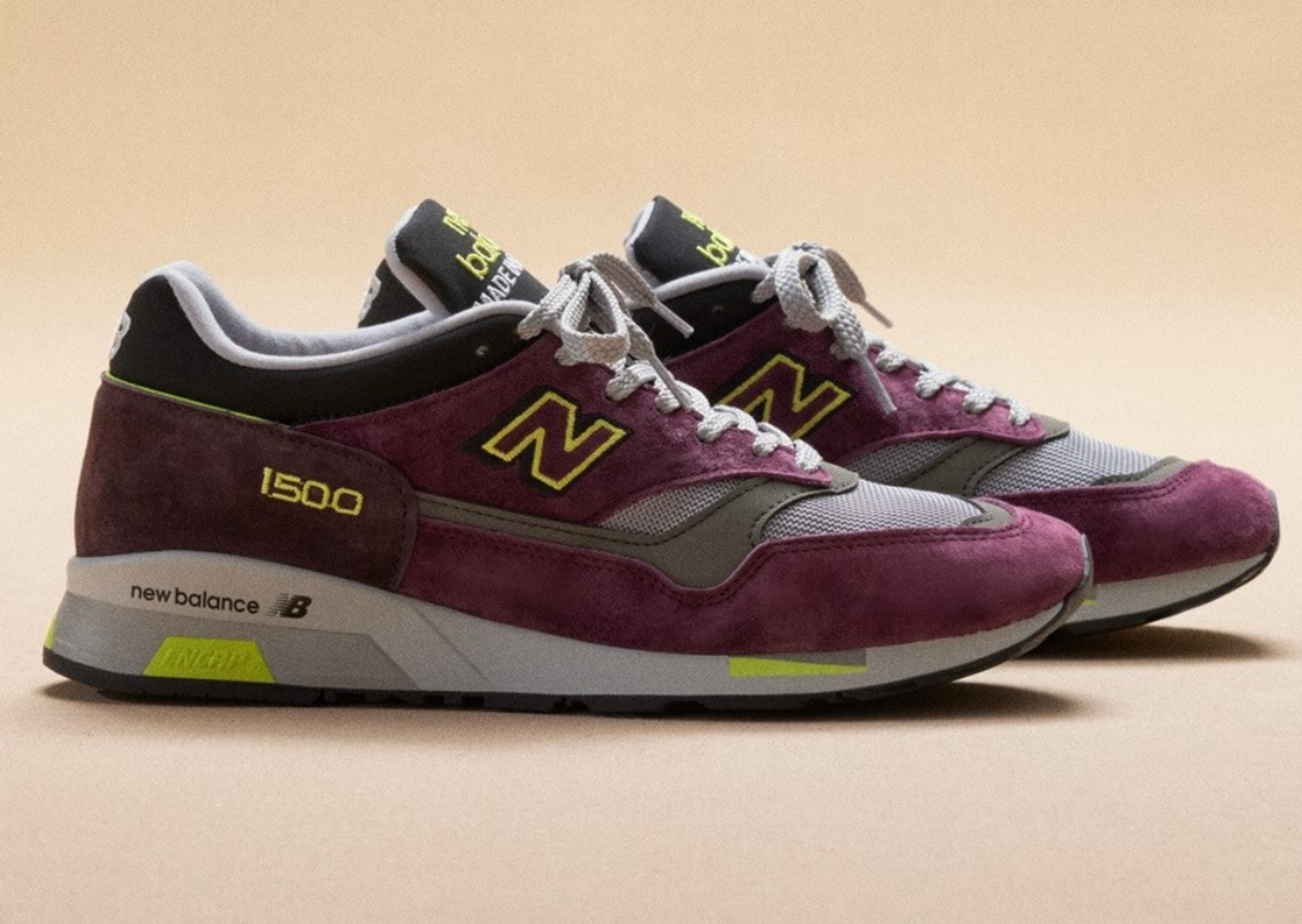 New Balance 1500 Made in UK Purple Neon Yellow Lateral